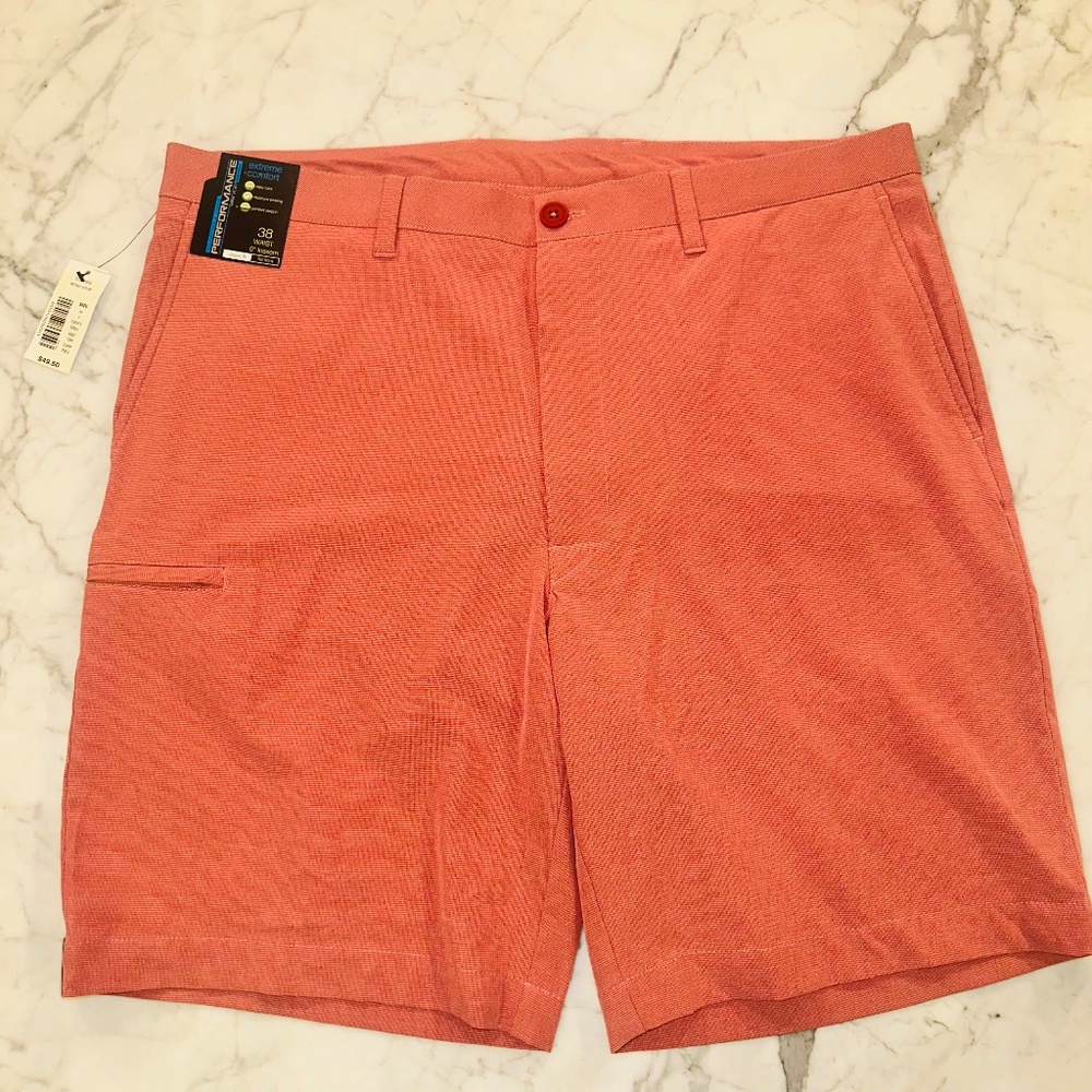 NWT Roundtree & Yorke Performance Shorts in Berry Heather- Size 38